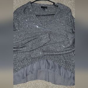 The Limited Silver Sequin V-Neck Sweater